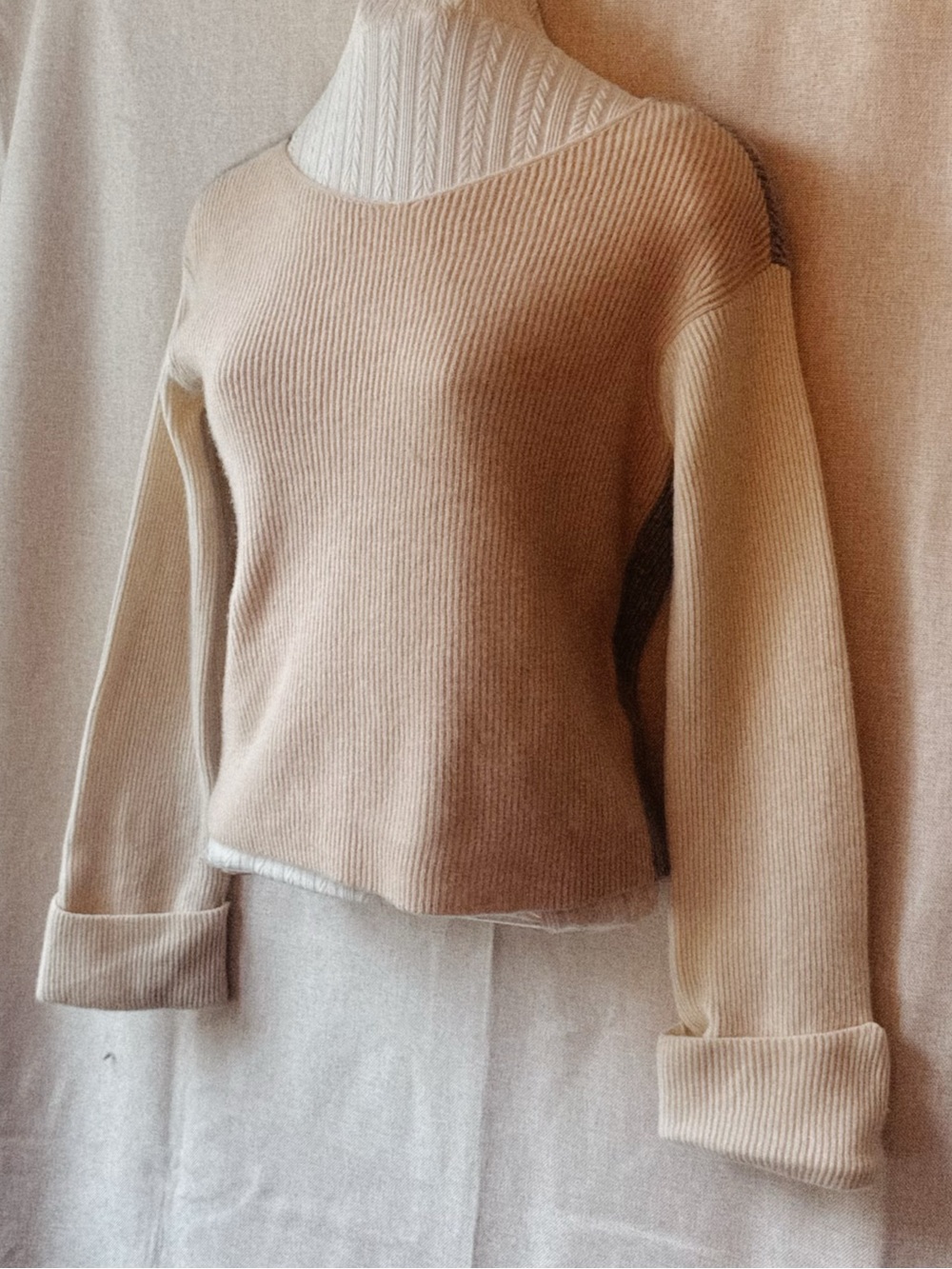 🥐☕ 100% Cashmere • Vince • Ballet Fog • Blush Oatmeal Colorblock